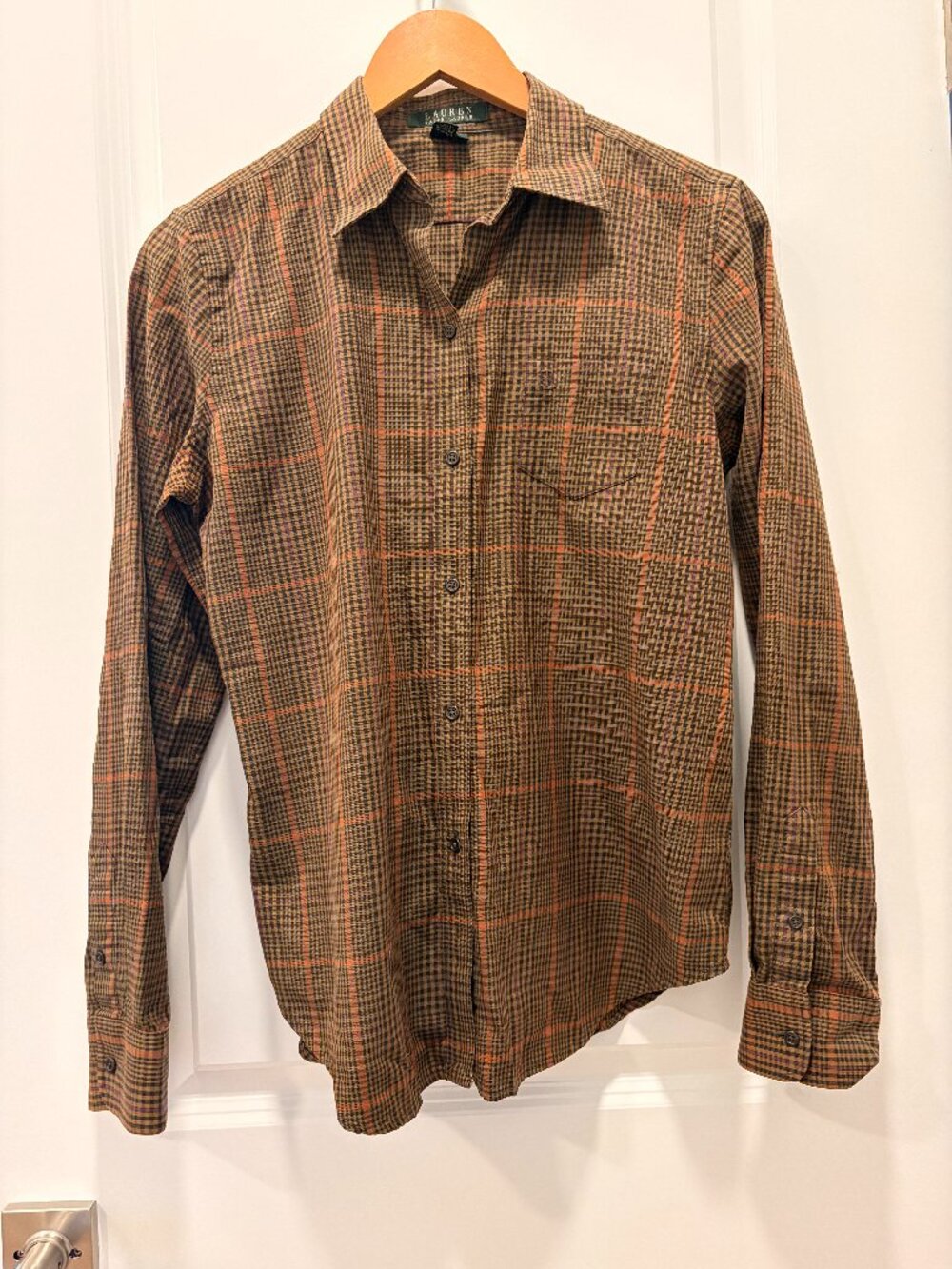 Lauren Ralph Lauren Plaid Classic Cotton Brown Button Down